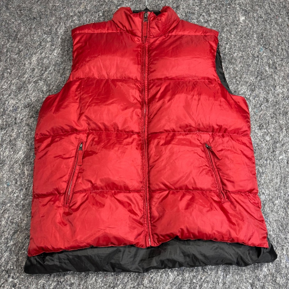 Steve & Barry's Double Down Puffer Vest Red Mens XL Full Zip Quilted Padded
